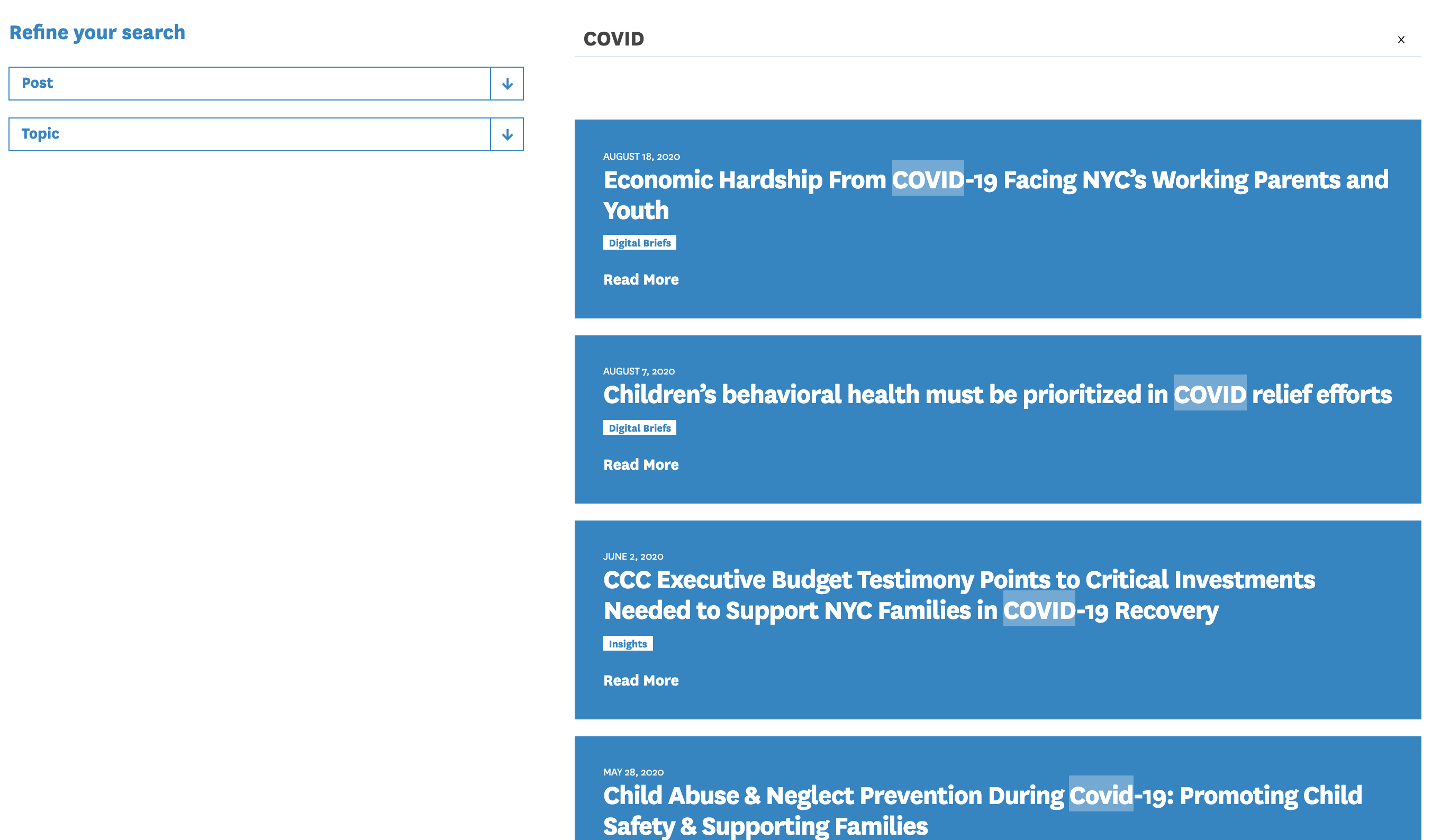 screenshot of search page